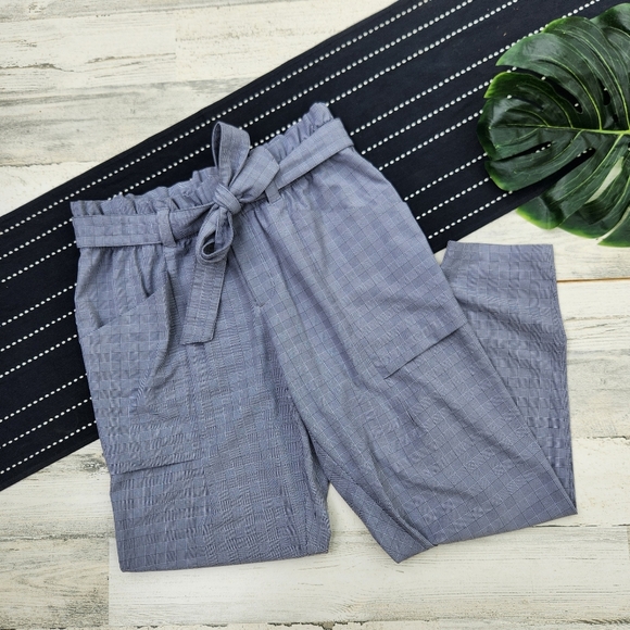 Athleta Plaid Skyline Pants Belted Tapered Size 8 - Picture 1 of 9